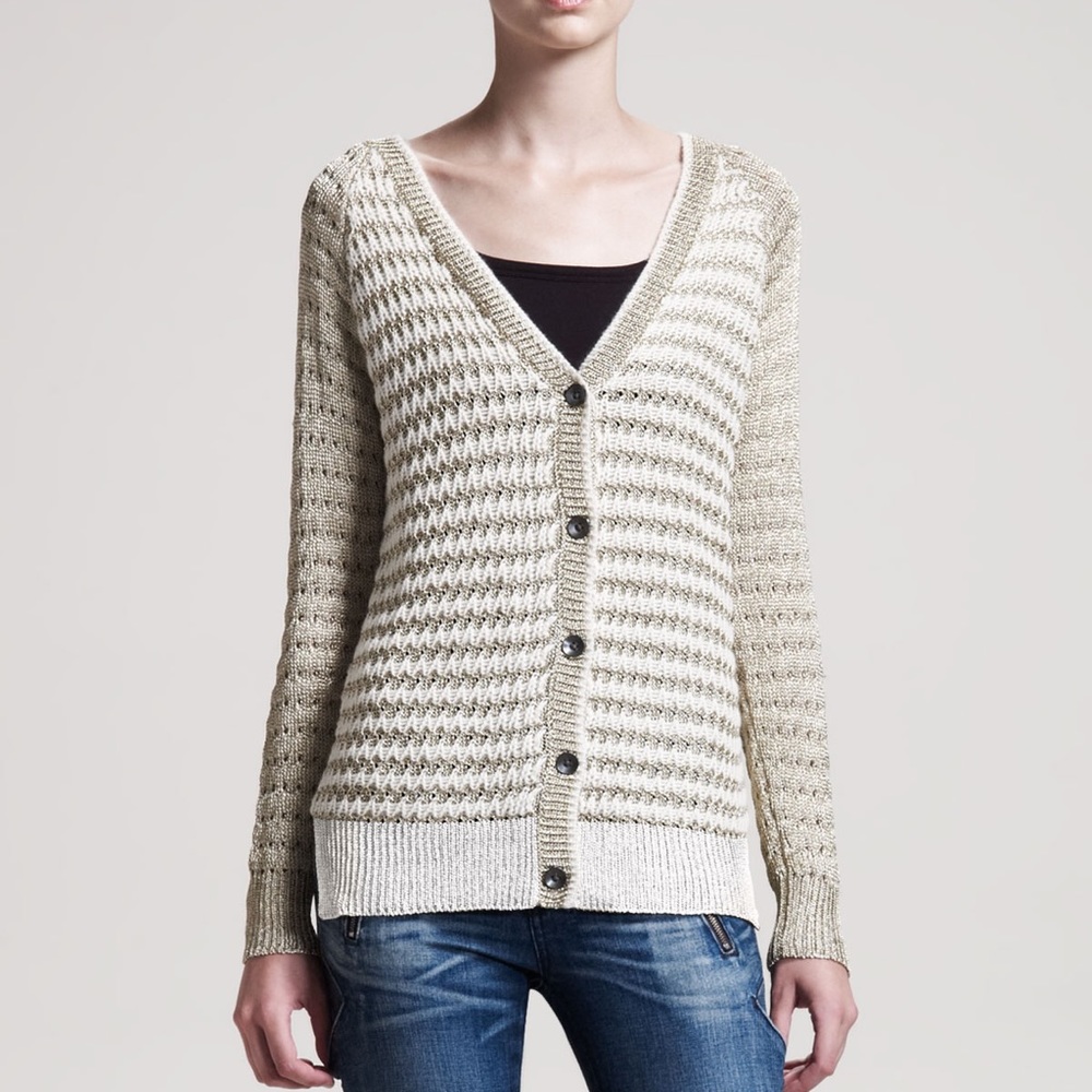 Rag & Bone Laura Alpaca Metallic Gold Cardigan